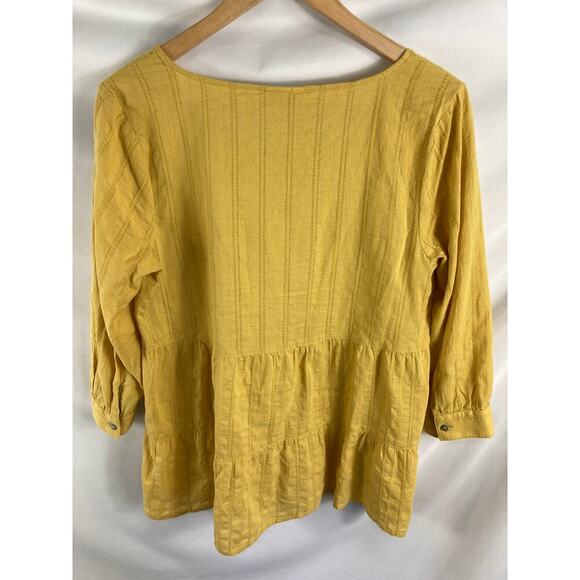 J Jill Yellow Textured Babydoll Blouse Size Small - Picture 4 of 4